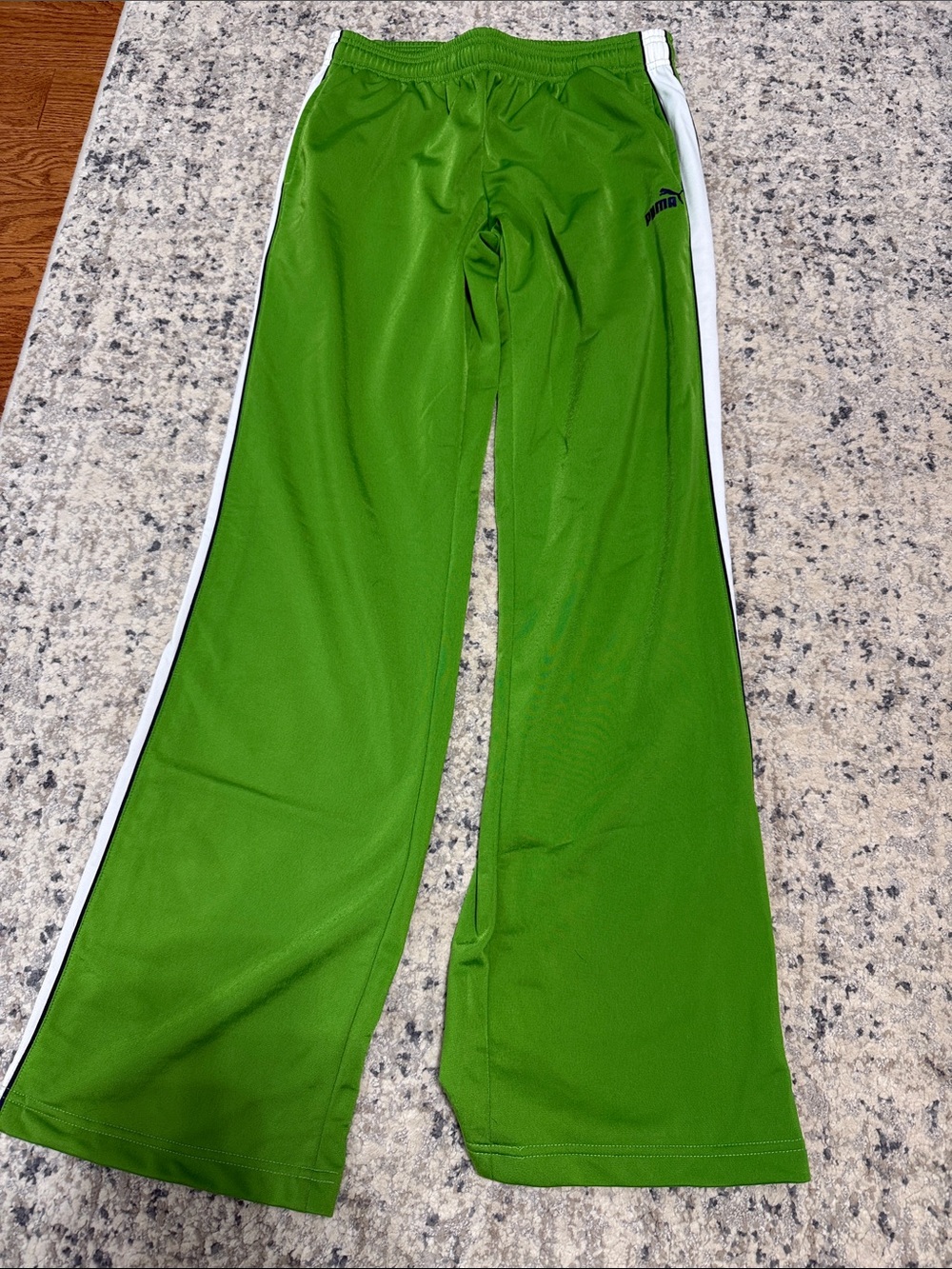Puma Green Ladies Track Pants with White Side Stripe